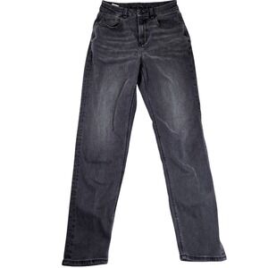American Eagle Curvy Mom Jeans Stretch Black Wash Denim Womens Size 2 Long 24x30